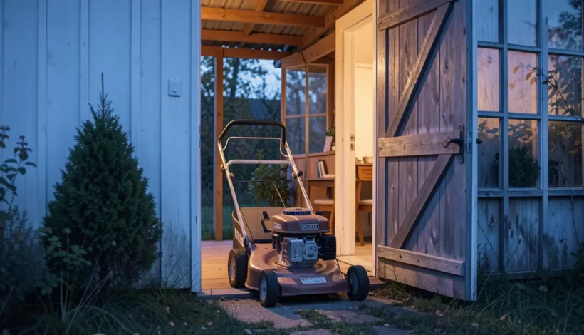 Ruohonleikkuri savuttaa, kun se on huonossa kunnossa – tarkista koneen tila pihavarastolla.