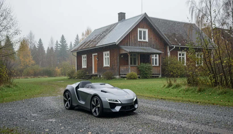 Gardena robottiruohonleikkuri käynnistys valmistellaan ulkona pilvisellä säällä.
